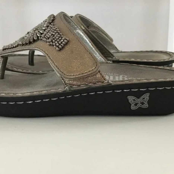 ALEGRIA Thong Style Silver Studded bejeweled Sandal - Picture 4 of 8